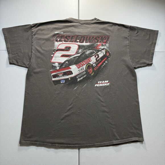 Team Penske Brad Keselowski‎ Nascar T-Shirt Men’s 2XL Gray Racing Ford 2 Y2K - Picture 5 of 8